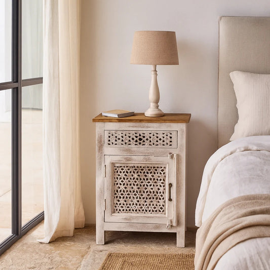 Hand Carved  Vintage Bedside Table