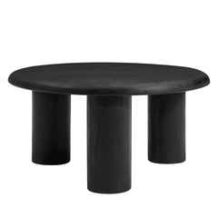 Tatvaacasa Round Mango Wood Coffee Table in Black