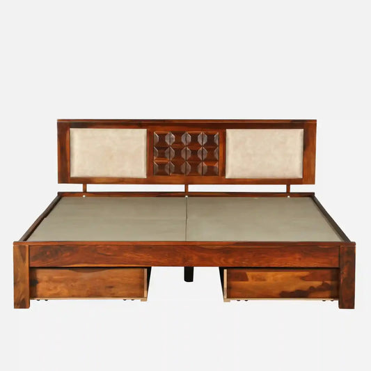 Solid Wood Queen Size Bed With Storage Drawers