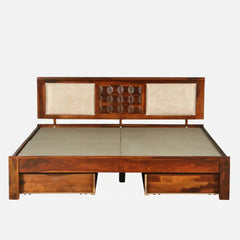 Solid Wood Queen Size Bed With Storage Drawers
