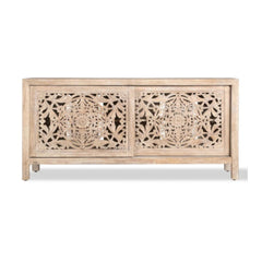Hand Carved TV Cabinet In Natural
