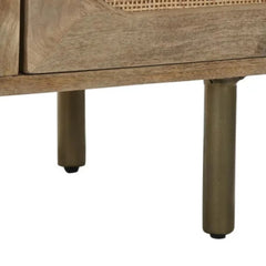 Tatvaacasa Cane Front Solid Wood TV Unit with Storage Cabinet