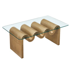 Tatvaacasa Glass Top Coffee Table in Natural