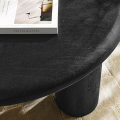 Tatvaacasa Round Mango Wood Coffee Table in Black