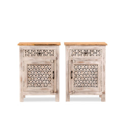 Hand Carved  Vintage Bedside Table