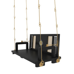 Black Wooden Swing with Artistic Tile Inlay