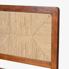 Tatvaacasa Queen Size Wooden Bed with Woven Cane Back