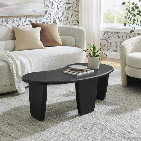 Tatvaacasa Kidney-Shaped Free Coffee Table in Walnut