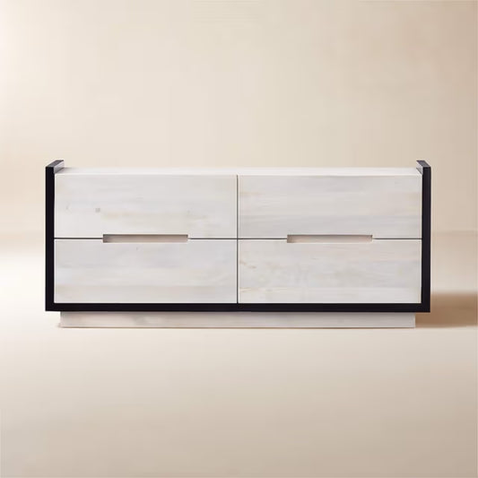 Tatvaacasa 4-Drawer Whitewashed Wood Sideboard