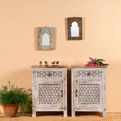 Hand Carved  Vintage Bedside Table