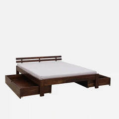 Sheesham Wood Queen Size Bed With Storage Drawers