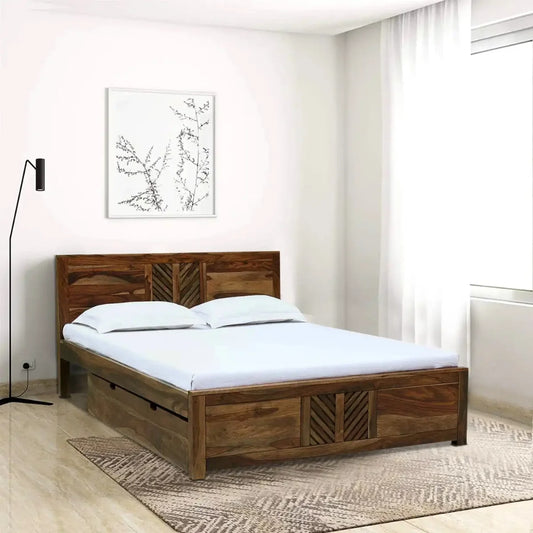 Sheesham Wood Storage Beds With Drawer