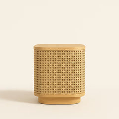 Tatvaacasa Natural Oak Cane Nightstand