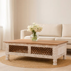 Hand Carved Mango Wood Coffee Table