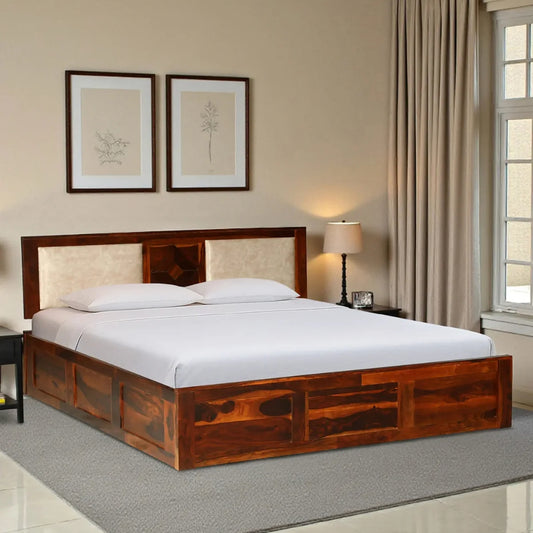Solid Wood King Size Bed With Hydraulic Storage