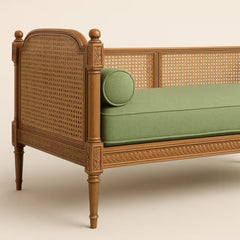 Tatvaacasa Modern Honey Finish Lounger Sofa