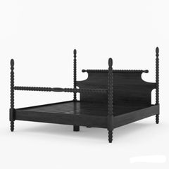 Hand-Turned Black Mango Wood Poster Bed