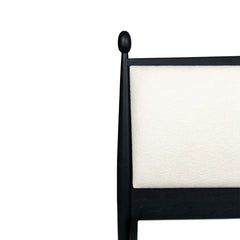 Solid Wood Bed with Upholstered Headboard | Modern Wooden Bed Frame for Bedroom