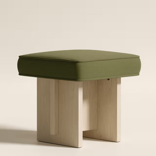 Tatvaacasa Wooden Grey Pouf Stool