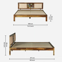 Sheesham Wood King Size Bed Without Storage