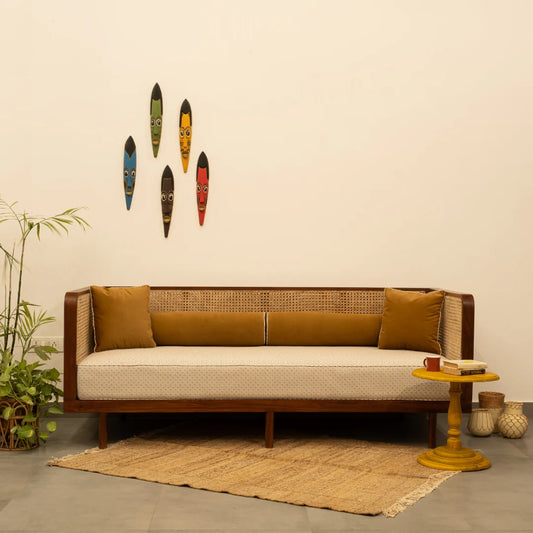 Wooden Cane Sofa for Home