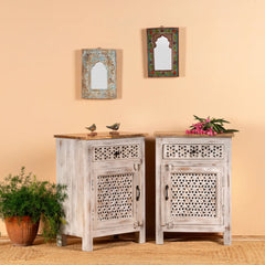 Hand Carved  Vintage Bedside Table