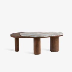 Wooden Coffee Table With Marble Top Mix