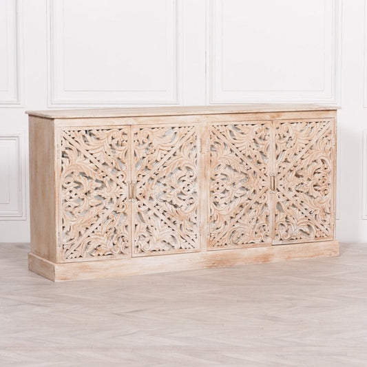 Natural Wooden Carved Sideboard for Storage