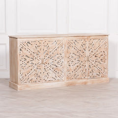 Natural Wooden Carved Sideboard for Storage