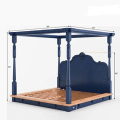 Solid Wood Canopy Bed Low Profile Platform