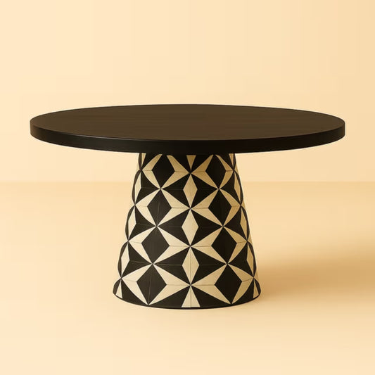Black Wood Round Pedestal Dining Table