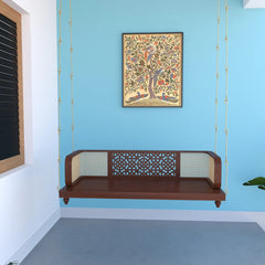 Handcrafted Wooden Swing with Traditional Carving