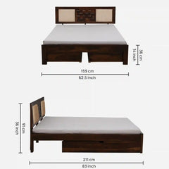 Sheesham Wood Queen Size Bed With Storage Drawers