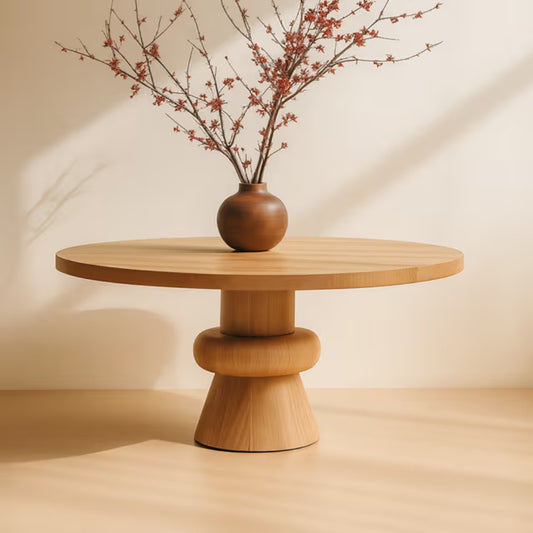 Modern Natural Wooden Round Dining Table