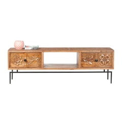 Tatvaacasa Hand-Carved Wooden TV Unit