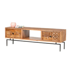 Tatvaacasa Hand-Carved Wooden TV Unit