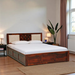 Sheesham Wood Queen Size Bed With Box Storage