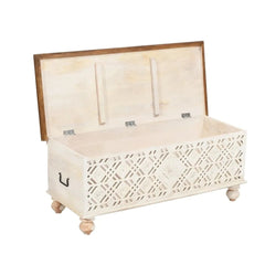 Hand-Carved Storage Trunk Coffee Table