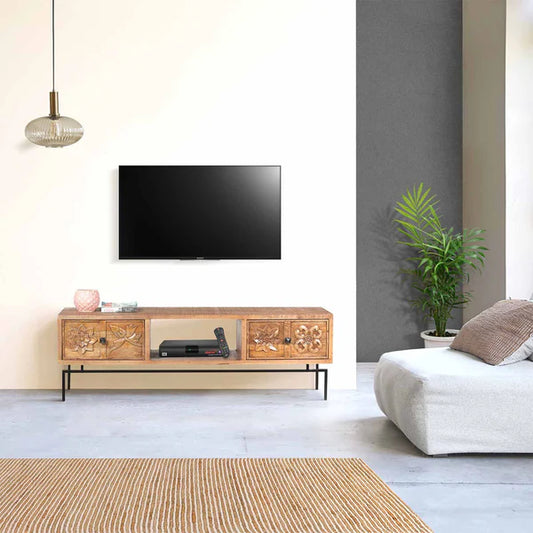 Tatvaacasa Hand-Carved Wooden TV Unit
