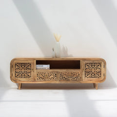 Wooden Carving Two Door Tv Stand
