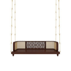 Handcrafted Wooden Swing with Traditional Carving