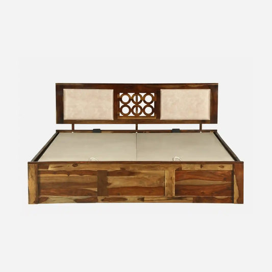 Sheesham Wood Queen Size Bed With Hydraulic Storage