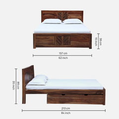 Sheesham Wood Storage Beds With Drawer