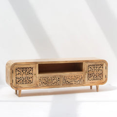 Wooden Carving Two Door Tv Stand