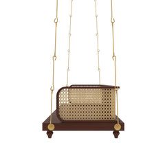 Handcrafted Wooden Swing with Traditional Carving