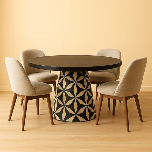 Black Wood Round Pedestal Dining Table
