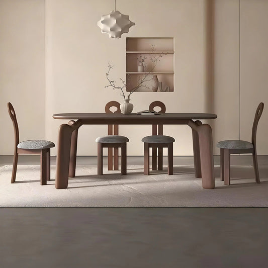 Tatvaacasa 6 Seater Dining Set In Brown Colour