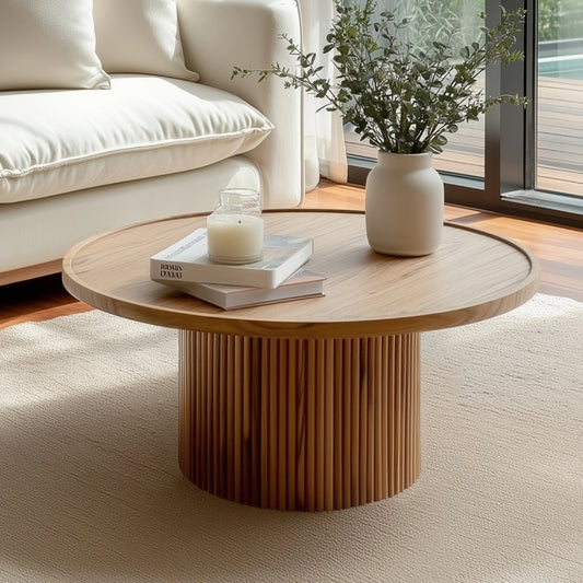 Tatvaacasa Luxury Wooden Round Coffee Table