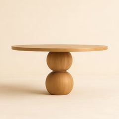 Round Wooden Natural Dining Table