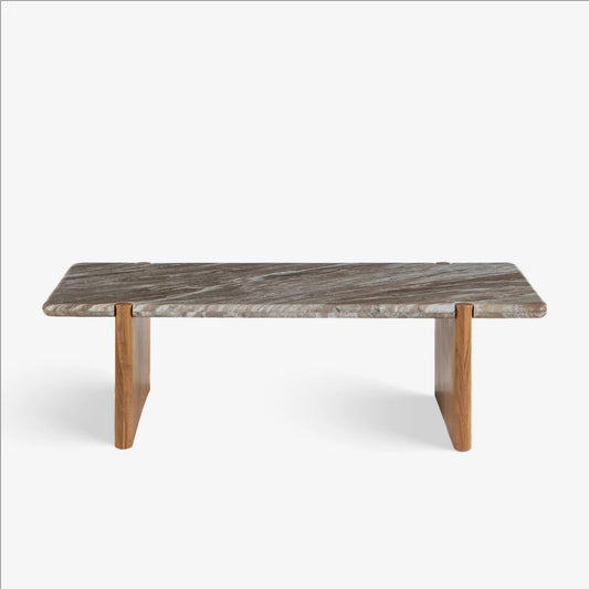 Tatvaacasa Noto Marble-Top Wooden Coffee Table